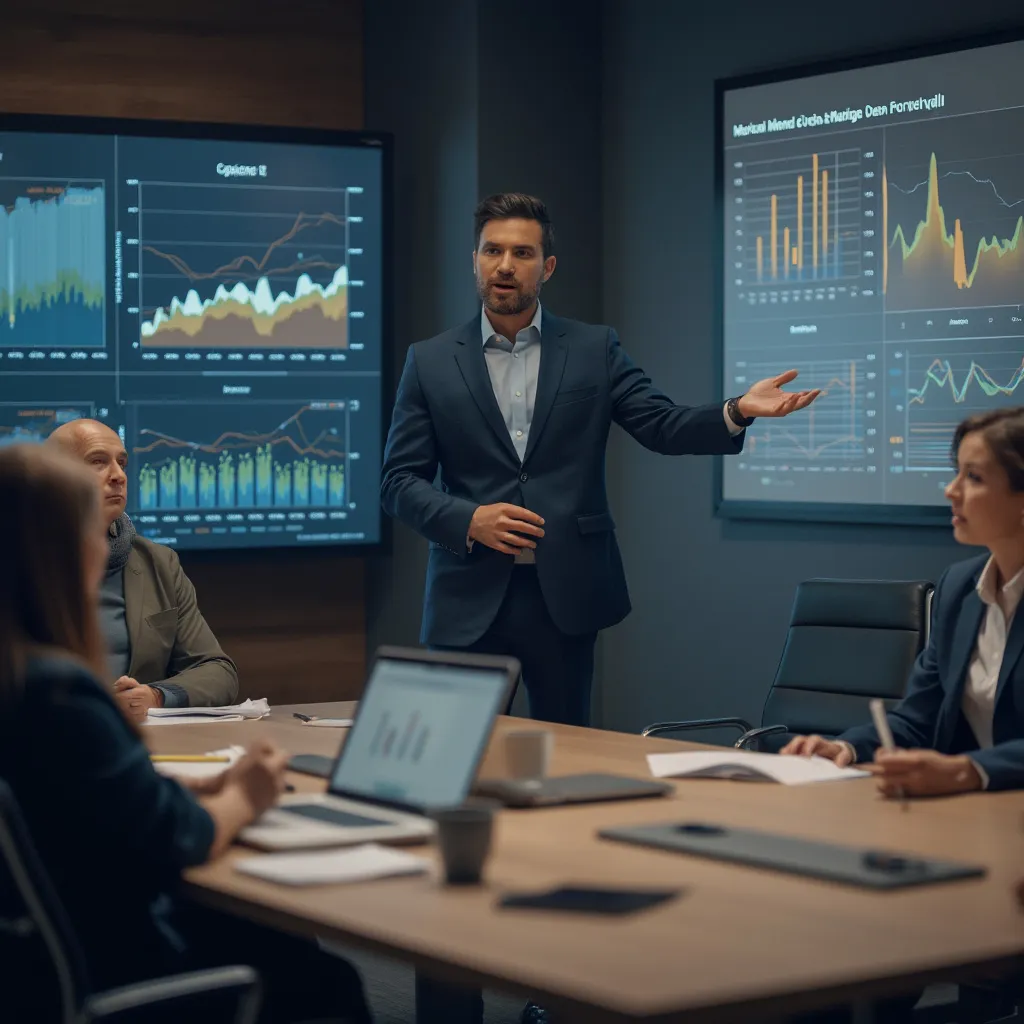 Consultor presentando resultados a un cliente